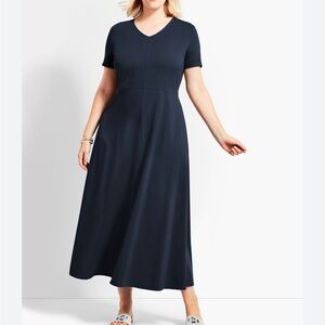 Talbots Woman’s Petite XLP Cotton Modal V-Neck Short Sleeve T-Shirt Maxi Dress
